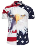 RAISEVERN Mens Shirts Flag Bad Taste Ugly Stag 3D Printed Funny Eagle Funky Loud Rave Awful Crazy Hawaiian Loud Shirt Gifts, M