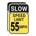 2-Pack Speed Limit 55 MPH Sign 12" x 8" Aluminum Weather Resistant Traffic Sign