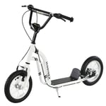 HOMCOM Kids Stunt Scooter with 12" Rubber Wheels, Adjustable Handlebar, White