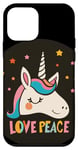 Coque pour iPhone 12 mini Licorne heureuse avec amour et paix