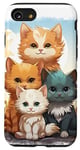 Coque pour iPhone SE (2020) / 7 / 8 Mignon anime chat photo de famille sur rocher ensoleillé jour portrait