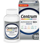 Centrum Advance 50+ Multivitamin Tablets for Men and Women, 180 Tablets Vitamins with 24 Essential Nutrients with Vitamin C, D and Zinc(Packaging and Tablet colour may vary slightly)