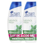 Head & Shoulders Menthol Fresh Shampoing Antipelliculaire 2x330ml Usage Quotidien; Jusqu'à 100% Des Pellicules Éliminées, Cliniquement Prouvé; Tous Types de Cheveux et de Cuir Chevelu