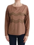 JOHN GALLIANO Sweater Brown Cotton Studded Top Blouse S. S / US6