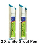 2 x Tile Grout Whitening Pen Refresher White Kitchen Shower Bathroom Mould