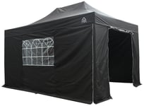 All Seasons Gazebos 3mx4.5m Pop Up Garden Gazebo & Side Panels-Black