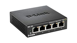 D-Link DGS-105 Switch 5 ports Gigabit Metallique 10/100/1000mbps - Idéal Partage de Connexion et Mise en Réseau Small/Home Office