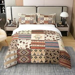 Homewish 100% Coton, Housse de Couette Cheval Western 220x240 pour Cadeaux Cow-Boy, Ensemble de Literie Boho Aztèque du Sud-Ouest pour Garçon Homme, Parure de Lit Plume Attrape-Rêve Tribal