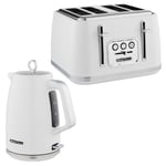 🎁 Swan Elegance Kettle & 4 Slice Toaster Matching Kitchen Set (White)