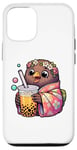 iPhone 12/12 Pro Kiwi Bird Drinking Bubble Tea Japanese Kimono Case