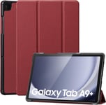 Coque Étui Pour Samsung Galaxy Tab A9 Plus/A9+ 2023 (Sm-X210/X216/X218) 11 Pouces, Étui En Cuir Pu À Trois Volets Avec Fonction Veille/Réveil Automatique (Rouge Foncé).[F20]