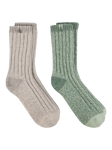 totes Chunky Wool Blend Thermal Socks, Pack of 2, Grey/Sage