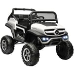 Homcom - Voiture électrique 4x4 pour enfants de 3 à 8 ans 12 v Mercedes-Benz Unimog 2 moteurs avec télécommande, roues suspendues, klaxons, lumières,