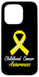 Coque pour iPhone 15 Pro Ruban jaune « I AM A Warrior Childhood Cancer Awareness »