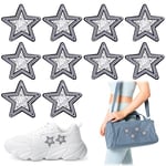 Tyqour 10Pcs Rhinestone Star Patches Iron On Twinkling Pearl Star Iron On Patches Bling Crystal Embroidered Appliques Patch for Clothes Jeans Backpacks Bags Hats Shirts