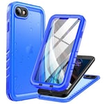 Cozycase for iPhone SE 2022/2020 SE3 SE2 iPhone 8/7 Case Waterproof Shockproof - Military Protective/Heavy Duty【360 Full Body】Underwater Dustproof Front and Back Case with Screen/Camera Protector-Blue