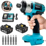 Pilote d'impact, sans fil brushless impact Rig Driver, tournevis électrique avec lampe de travail LED, pilote peigne inversé, batterie 2x 5500mah et chargeur, compatible avec les batteries Makita