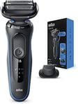 Braun Series 5 Electric Shaver, with Precision Trimmer Attachment for Moustache & Sideburns Trimming, 100% Waterproof, 2 Pin Bathroom Plug, 50-B1200s, Blue Razor