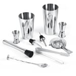 10-Delar Bartender Kit med Shaker & Tillbehör - Barset Cocktail Silver