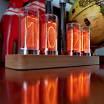 EUNEWR Nixie Tubes Clock,Glow Time,Digital Tube Clock,20 Modes Creative Wood