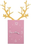 BANNAB 1 pièce Simple en Bois de cerf en Forme d'horloge Suspendue Horloge créative Horloge décorative pour Chambre d'enfants Chambre Salon pépinière (Rose) Horloge Murale