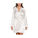 Lady Avenue Satin Short Kimono Benhvit X-Small Dame