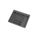 Emuca - Organisateur de Couverts, organiseur de tiroir de cuisine, range-couverts, 7 compartiments, module 60cm, plastique, gris anthracite