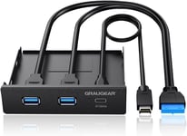 Panneau Avant USB-C-HUB|1xUSB-C et 2xUSB-A|Typ-C USB 3.2 Gen2 2x2 20 Gbit/s|Hub à l'avant pour Baie de Disque Dur 3,5""|19pins & Key-A 20-pins Header|G-MP01.[W692]