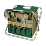 Gotrays - Démontage outils de jardin tabouret pliant sac de rangement outils de jardin,gris