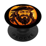 Potiron Blackbeard The Pirate Jack O Lantern pour Halloween PopSockets PopGrip Interchangeable