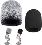 2 Pcs Bonnette Microphone Anti Vent Mousse Fourrure Artificielle Housse De Micro Casque Rode Couvre Mousse Anti Bruit Micro Cravate Pout Yeti Pro Condenser Blue Microphone, Noir Et Gris