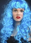 Ladies Long Curly Bright Blue Siren Wig