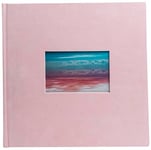 EXACOMPTA - Ref. 16357E – Skandi Book Photo Album – 60 Photos – 30 White Pages – Format 25 x 25 cm – Nude Velvet Look Cover – Customisable Window with Visual Holiday Landscape