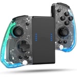 Manette Switch/OLED Joy-Con Contrôleurs, Sans Fil Bluetooth Transparente RGB,Gyroscope 6-Axes,Turbo,Vibration - KENUOS