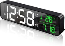 MOSUO Digital Alarm Clock Bedside Mains Powered, Bedside Clock with Big LED Tem