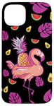 Coque pour iPhone 15 Plus Pink Flamingo With Pineapple Cute Tropical Summer Pattern