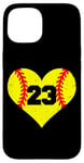 iPhone 15 Softball Number 23 Jersey Funny Softball Heart Game Day Case