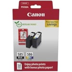 Bläckpatroner - CANON - PG-585 / CL-586 - Paket med 2 - 180 sidor - 4x6 fotopapper ingår