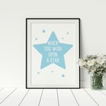 When You Wish Upon A Star Boys Bedroom Blue Quote Décor Print A1 A2 A3 A4 A5