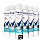 REXONA - Déodorant Femme Invisible Aqua - Spray Anti-transpirant - Advanced Protection - Parfum Frais et Floral - Protection 72h (lot de 6x200ml)