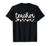 School Teacher Valentines Day Daisy Flowers Little Hearts T-Shirt