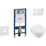 Geberit Duofix - Bâti-support pour WC suspendu avec plaque de déclenchement Sigma 01, blanc alpin + Villeroy Boch – cuvette et abattant, DirectFlush,