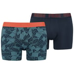 Lot de 2 Boxers Puma coton bleu all-over et marine