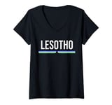 Womens LESOTHO FLAG SPORTS SOCCER FOOTBALL ATHLETIC TEAM JERSEY V-Neck T-Shirt