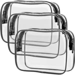 Transparent necessär, 3-pack, kosmetisk resemakeupväska, 18*12 cm