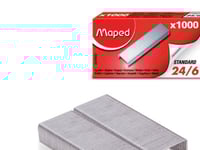 Maped 324405, Häftklammersats, Fixering, 1000 Klammer, 24/6, Metallisk, Papper