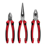 Milwaukee 3 Piece Plier Set 4932492773, Combination, Diagonal, Long Nose