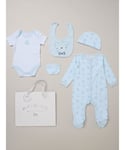 Rock A Bye Baby Boy Bear Print Cotton 5-Piece Gift Set - Sky Blue - Size 3-6M