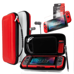 Nintendo Switch Carry Case & Comfort Grip Ultimate Pack in Red & White by Orzly