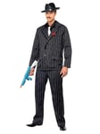 Smiffys Zoot Suit Costume, Male, Black Jacket Rose in Lapel, Trousers, Shirt Front & Tie, 1920's Razzle Fancy Dress, 1920s Dress Up Costumes